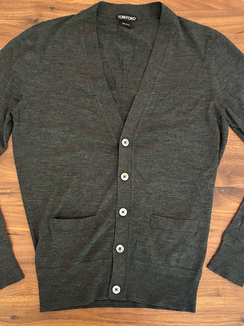 Tom Ford Men's Charcoal V-Neck Button Cardigan
